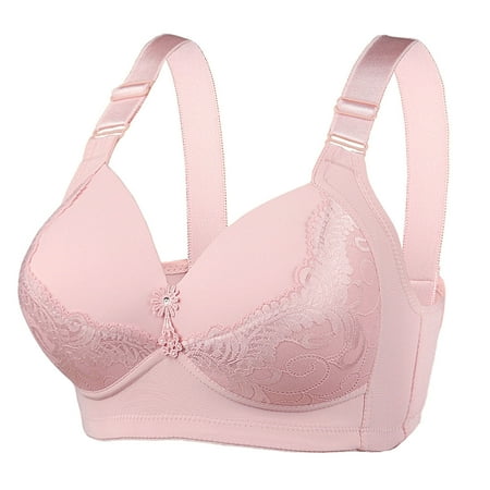 Huuilaibazoo Embroidery Bra Wireless Bra Non Padded Minimizer Bra with Convertible Straps