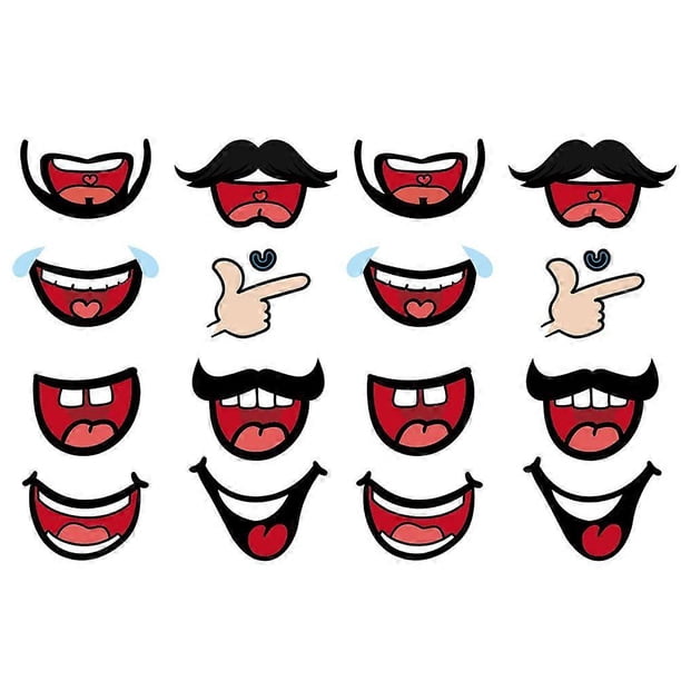 8 Packs of Face Mask Stickers Lips Stickers Decorative Smile Decals Mask Pasters (1 Pack for 10Pcs)