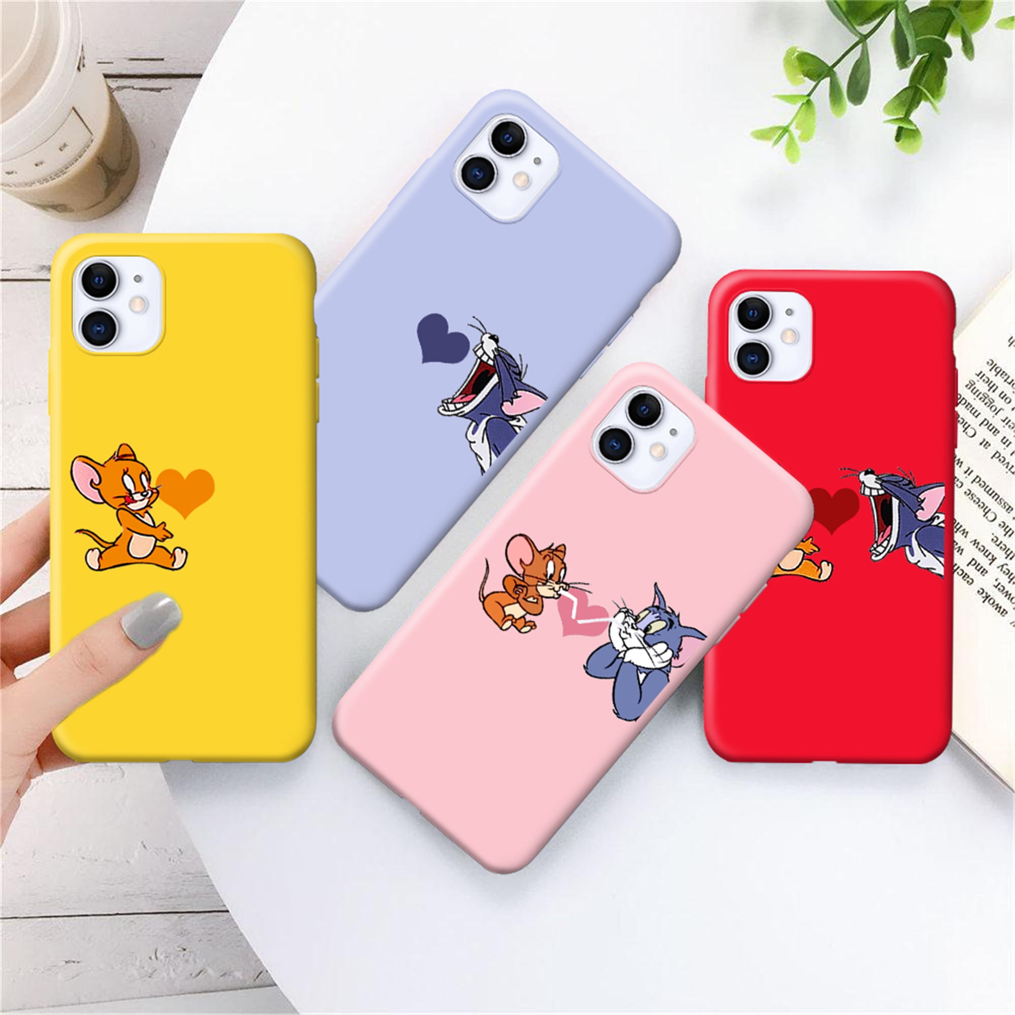 Lovely Cat and Mouse Cartoon Candy Color Soft Ultra Thin Phone ...
