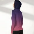 thumbnail image 3 of WTOBBY Women's Gradient Print Ice Silk Hooded Sun Jacket Top, Lightweight Long Sleeve Sun Protective Shirt with Hood, UPF 50+ Cover-Up for Summer, Stylish and Functional,Dark Purple S, 3 of 4