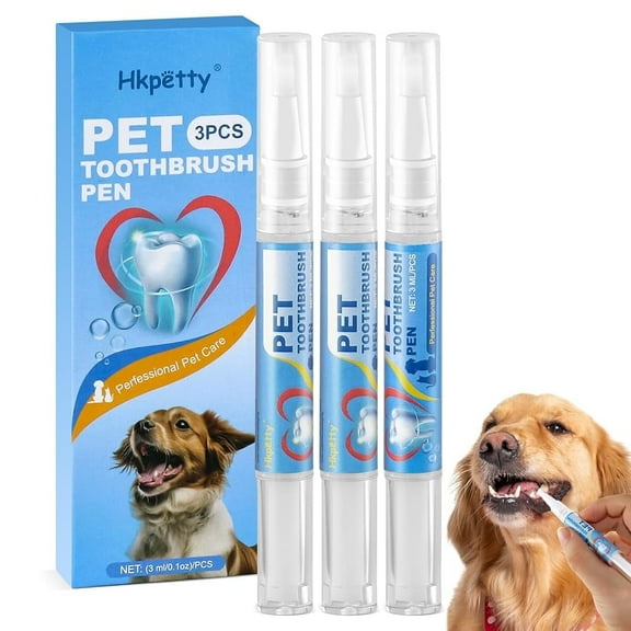 3PCS Pet Toothbrush Pen,Teeth Brightening Pen for Dog/Cat,Dog Teeth Cleaning Pen for Dental Care,Pet Natural Plants Tartar Remover Tool