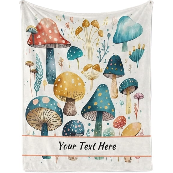 Custom Mushroom Blanket, Personalized Throw Blanket for Kids Girls, Fuzzy Soft Blanket Microfiber, 30" x 40"