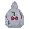 thumbnail image 5 of Puliio Womens Hoodies Cute Cherry Printed Long Sleeve Casual Pullover Hoodie Spring Fall Winter Soft Comfortable Hooded Sweatshirt With Front Pocket, 5 of 6