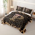 thumbnail image 3 of Manfei Leopard Print P Personalized Initial Quilt King for Teens Female,Girls Vintage Bowtie Cheetah Print King Coverlet Set, 3 of 7