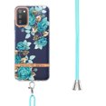 thumbnail image 4 of Compatible with Galaxy A03s Clear TPU Flower Pattern Case, S23 Ultra Case with Strap Crossbody Adjustable Neck Lanyard Case Phone Cover Designed for Samsung A03s 6.5 inch, Blue Rose, 4 of 4