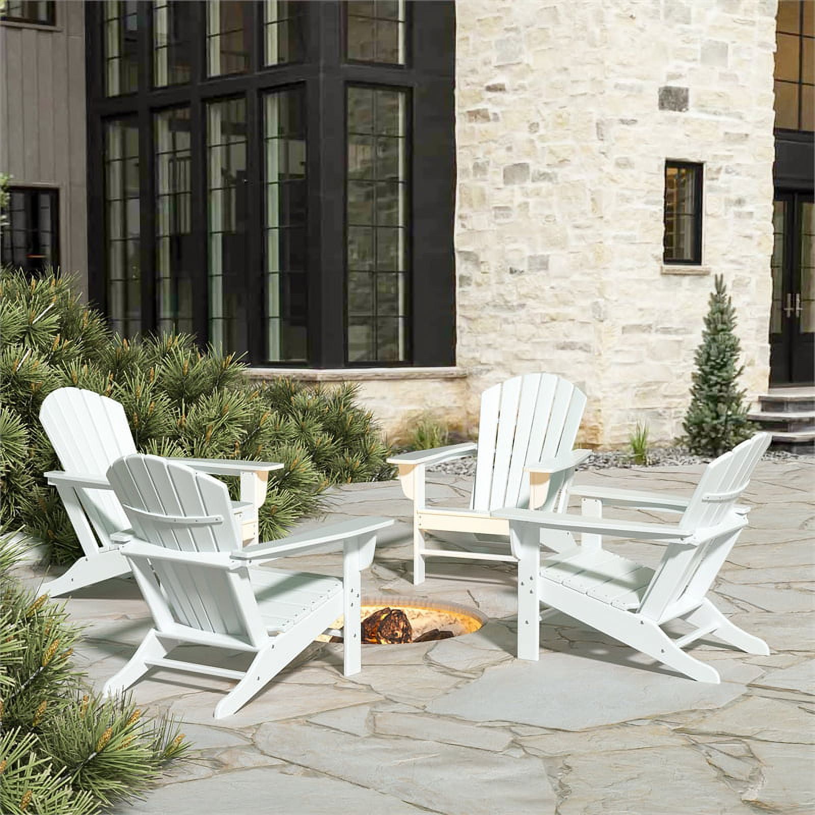 Portside Classic Outdoor Adirondack Chair (Set of 4) in White