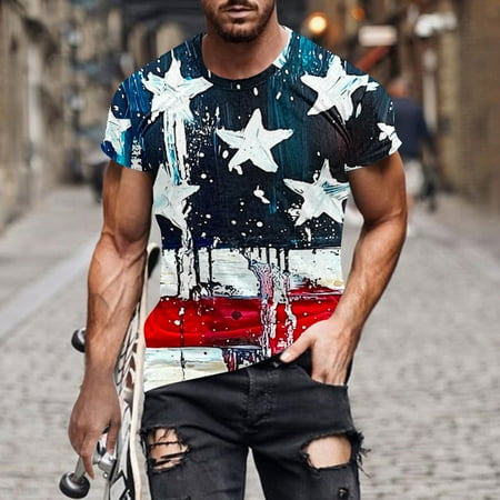 Men's Independence Day Shirts Under $10 Free Shipping Fashion Canadian Printing Short Sleeve Round Neck Pullover T-Shirt Top Blouses