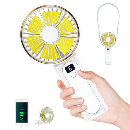 

Handheld Fan Portable Neck Fan Mini Desk Fan 180° Foldable 4000mAh 6 Speeds LCD Display Ultra Quite Small Personal Cooling Fans with Power Bank Makeup Eyelash Fan for Women Girl