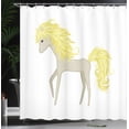 thumbnail image 4 of Ambesonne Pony Shower Curtain, Blonde Little Horse Cartoon, 69"Wx84"L, Pale Yellow Grey Yellow, 4 of 5