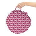 thumbnail image 2 of Abstract Round Floor Cushion with Handle, Repetitive Rhombus Spirals Hearts Illustration of Monochrome Tones Pattern, Pillow for Living Room & Dorms, 18" Round, Raspberry White, by Ambesonne, 2 of 4