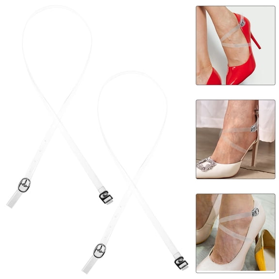 OFFIGAM 3Pairs Invisible Transparent High Heel Straps Elastic Detachable Secure Fit Shoe Bands