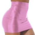 thumbnail image 2 of iiniim Women's Glossy Solid Color Y2K Mesh Bodycon Hip Short Mini Skirts Pink XL, 2 of 7