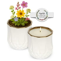 Hyggelight | The Growing Candle Apple and Pine Soy Candle with Wildflower Seeds, Scented Candle in Astrid White Ceramic Container