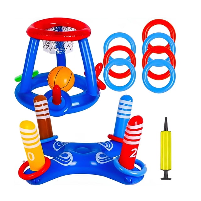 Juego Inflable Lanzamiento Aros Dinámico Alberca Piscina Kit