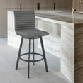 thumbnail image 2 of Nikole 26" Counter Height Swivel Bar Stool in Matt Black Finish with Gray Faux Leather, 2 of 9