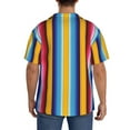 thumbnail image 3 of Zufioo Yellow Blue Mexican Blanket Stripes Mens Button Down Short Sleeve Shirt,Classic Plaid Shirt,Mens Accessories Fashion Tops-, 3 of 5