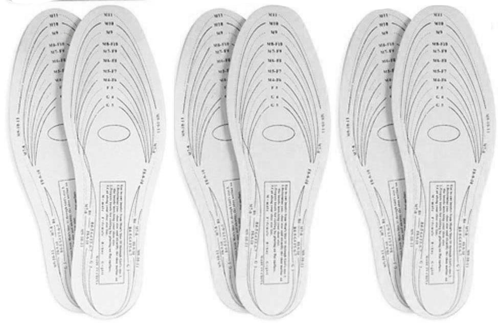 3 Pair Memory Foam Insoles Shoe Comfort Unisex Size Cushion Feet Pad Heel Shock