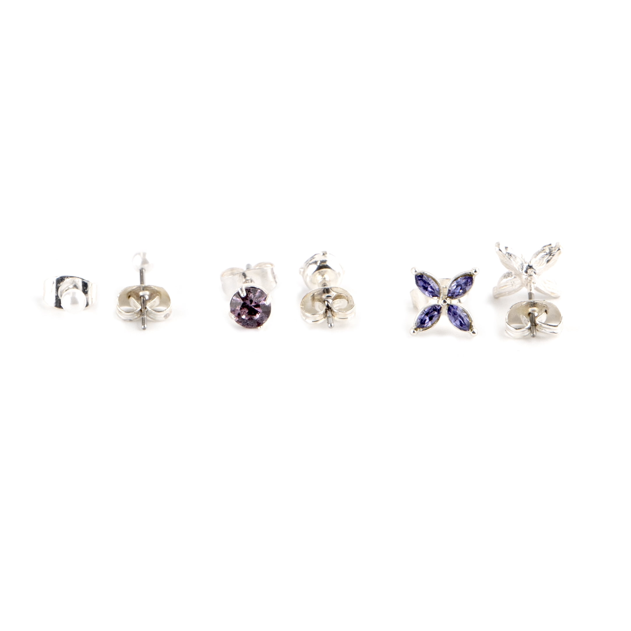 Claire's Teen Girls' Flower Assorted Crystal Stud Earrings Set, 12 Pack, 73803