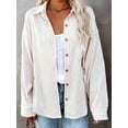 thumbnail image 5 of Womens Corduroy Button Down Shirts Boyfriend Long Sleeve Oversized Blouses Tops White M, 5 of 7