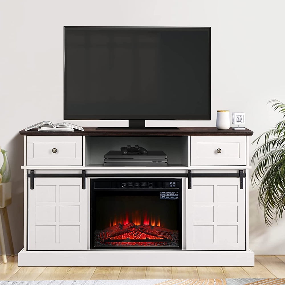 LGHM Fireplace TV Stand Entertainment Center for 65" TV Living Room White