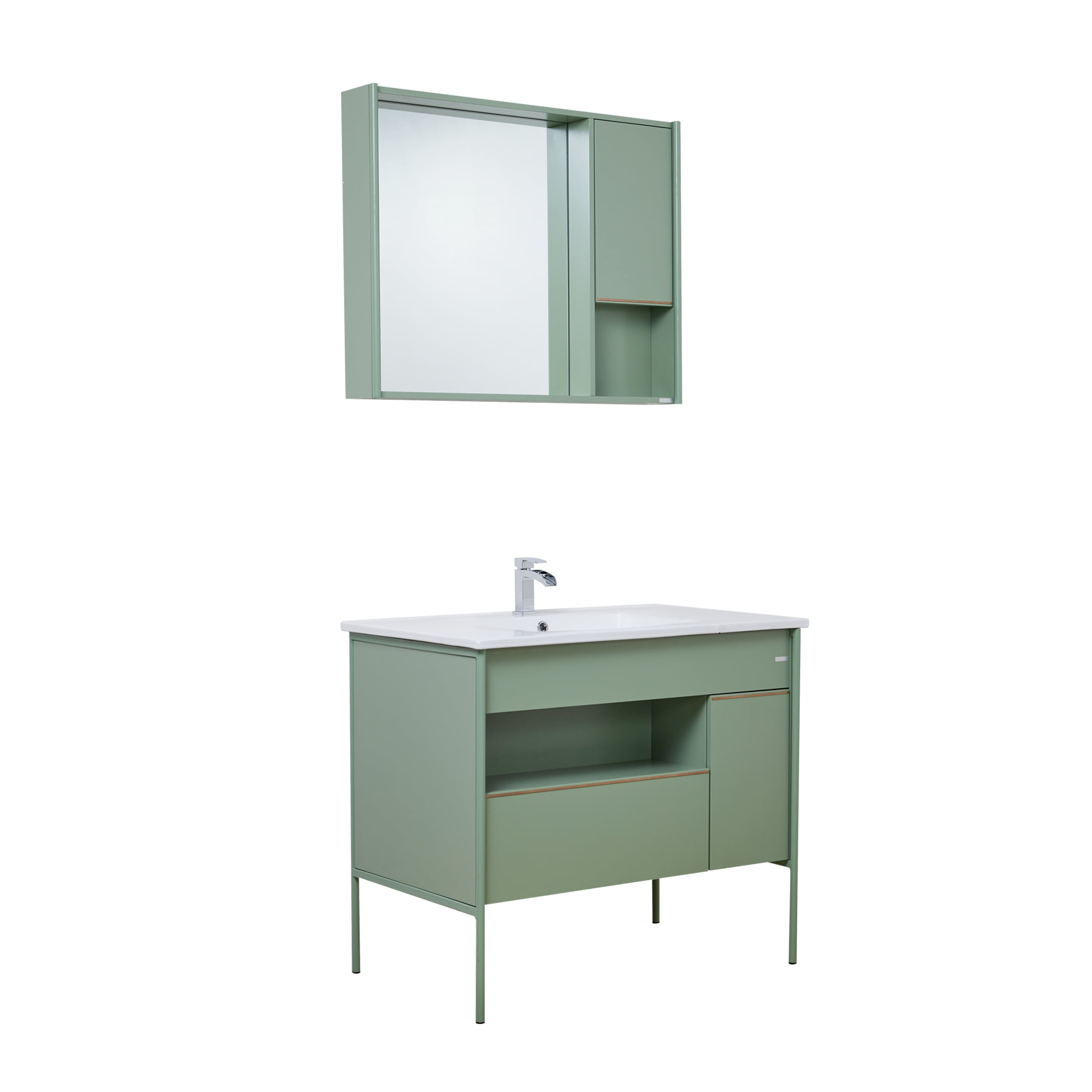 LUXE Bidet Callista Bathroom Vanity, Medicine Cabinet and Sink, Green