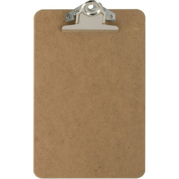 Officemate Hardboard Clipboards - 1" Clip Capacity - 6" x 9" - Clamp - Hardboard - Brown - 1 Each | Bundle of 2 Each