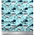 thumbnail image 1 of Soimoi Crepe Silk Fabric Coral,Starfish & Whale Ocean Decor Fabric Printed Yard 42 Inch Wide, 1 of 1