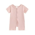 thumbnail image 1 of MeetoTime Baby Summer Clothes Sleeveless Round Neck Jumpsuits Solid Color Zip up Newborn Rompers 0-6M, 1 of 3