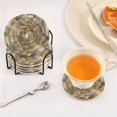 thumbnail image 5 of Abstract Silver Geometric Coasters with Holder for Coffee Table 6 Pcs Drink Coaster Sets Absorbent for Home Decor 4 inch, 5 of 7