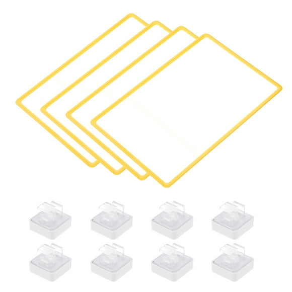 4pcs Magnetic Label Holder, 17 x 12 Inch A3 Shelf Label Card Sign Frame with Base for Metal Shelf Rack, Yellow