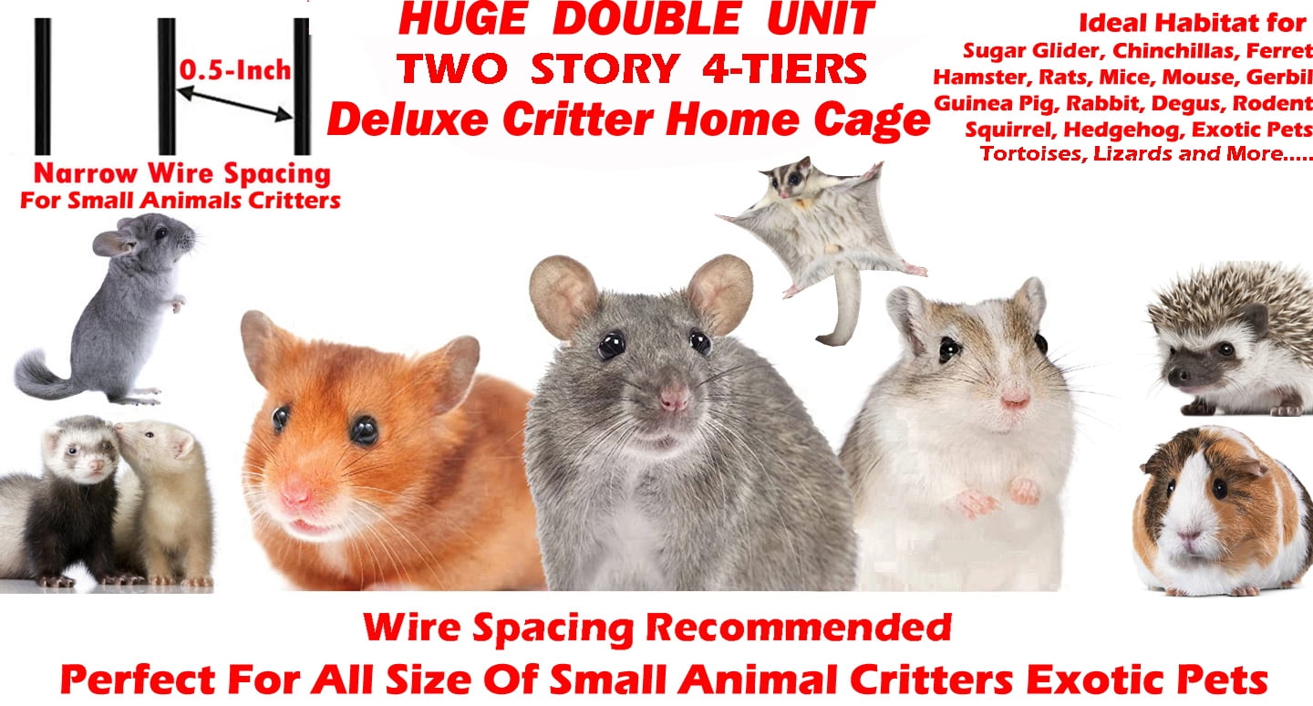 XX-Large 37"x24"x39"H Two-Tiers Tight 1/2-Inch Bar Spacing Large Front Doors for Feisty Ferret Hammock Chinchilla Rat Mouse Hamster Gerbil Small Animals Critters Rolling Cage