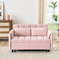 thumbnail image 3 of Pink 3 In 1 Bed With Pull-out, 52" Velvet For Living Room, Sponge Filled Interior, Metal/plastic Feet, Space Saving Design Convertible Bed, Pull-out Feature, Room Decor, Cushion And , Feet, 3 of 5
