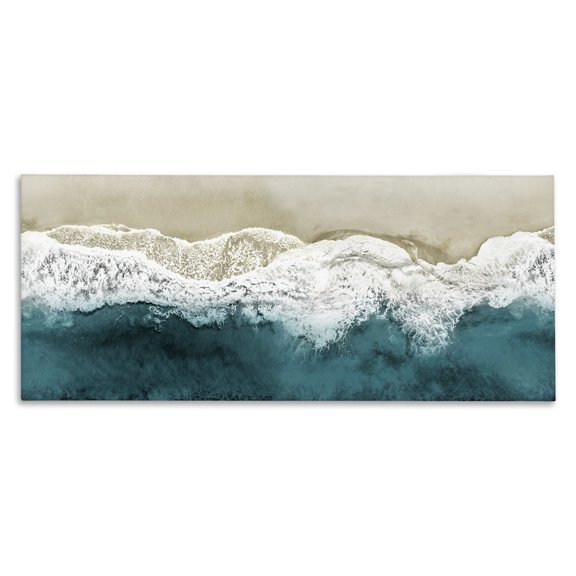 Stupell Industries Coastal Foamy Beach Coast Deep Ocean Canvas Art, 24 x 10, by Maggie Olsen