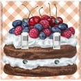 thumbnail image 1 of Metal Light Switch Wall Plate Outlet Cover (Layered Chocolate Berry Cherry Whipped Cream Cake - Double Toggle), 1 of 2