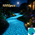 thumbnail image 2 of Glow in the Dark Rocks, 1000 Pcs Plastic Luminous Pebbles for Aquarium Decor, Walkway, Patio, Outdoor Landscaping, Sky Blue, 2 of 6