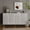 Gray + MDF + Lacquered, variant on Modern Lacquered 4 Door Wooden Cabinet Sideboard Buffet Server Cabinet Storage Cabinet, for Living Room, Entryway, Hallway, Office, Kitchen and Dining Room, Champagne Silver