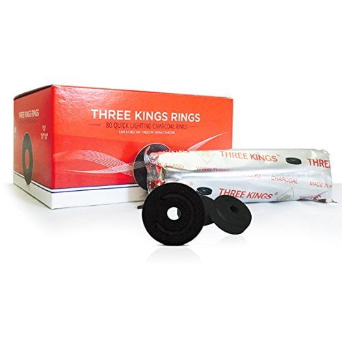 Three Kings Ring Charcoal 44mm Box Supplies For Hookahs 80pc Of Quick Light Shisha Coals For