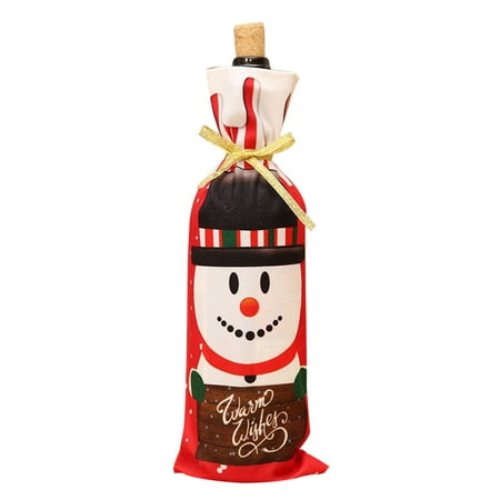 

UDIYO Christmas Santa Claus Snowman Elk Wine Champagne Bottle Bag Cover Gift Decor