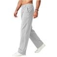 thumbnail image 6 of Hvogkswy Linen Pants Men Button Zipper Closure Loose Fitted Straight Ankle Pants with Pockets Lightweight Comfy Outdoor Hiking Pants, 6 of 8