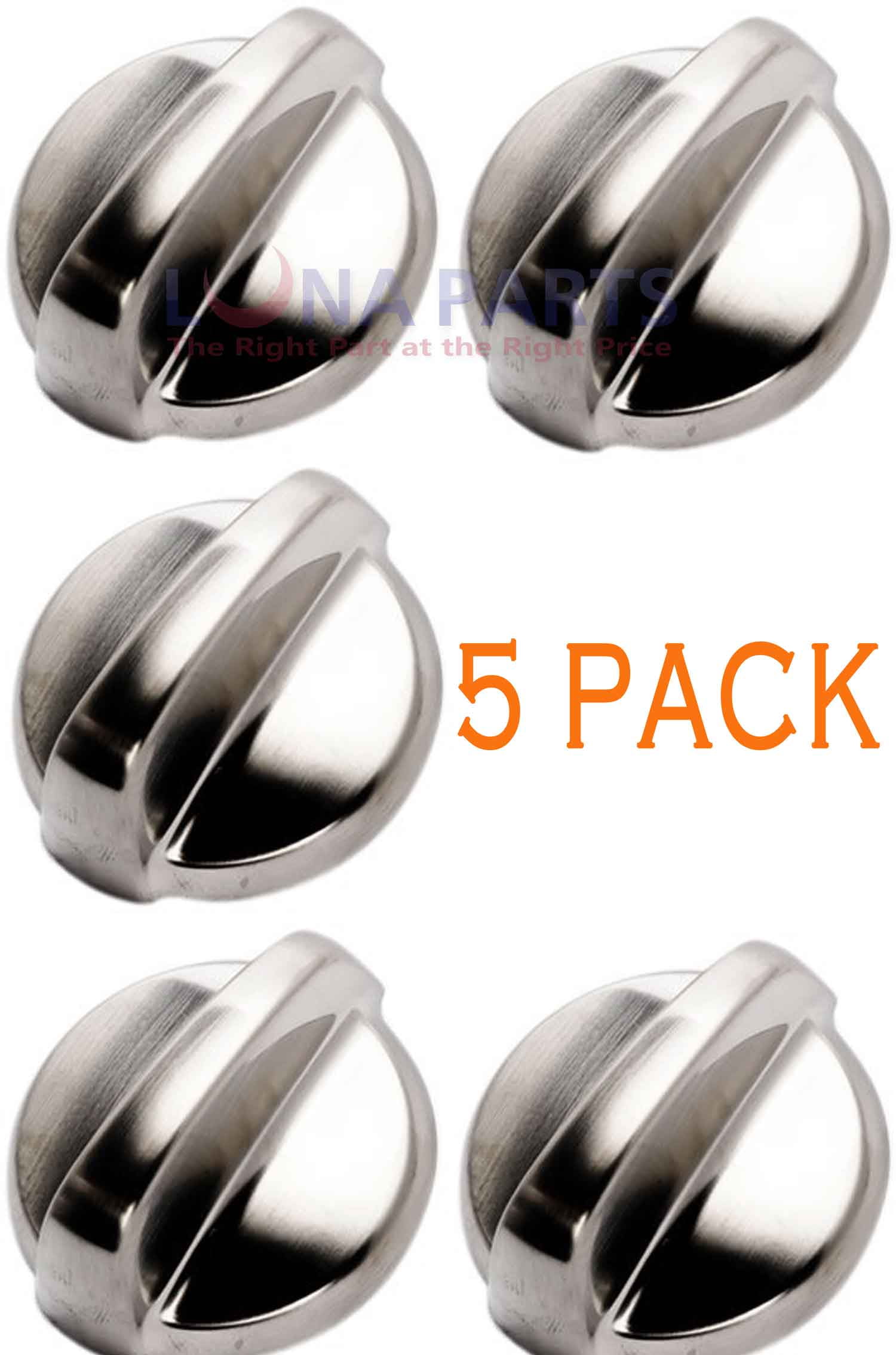 GE WB03T10284 Surface Burner Knob Stainless Steel Finish 4 PACK 