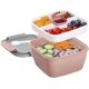 thumbnail image 3 of Recipientes para almuerzo para ensalada Bento Box de 1500 ml, bandeja estilo Bento de 3 compartimentos y recipiente para salsa para aderezos, reutilizable incorporado (rosa), 3 of 5