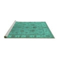 thumbnail image 2 of Ahgly Company Machine Washable Indoor Square Oriental Turquoise Blue Industrial Area Rugs, 6' Square, 2 of 4