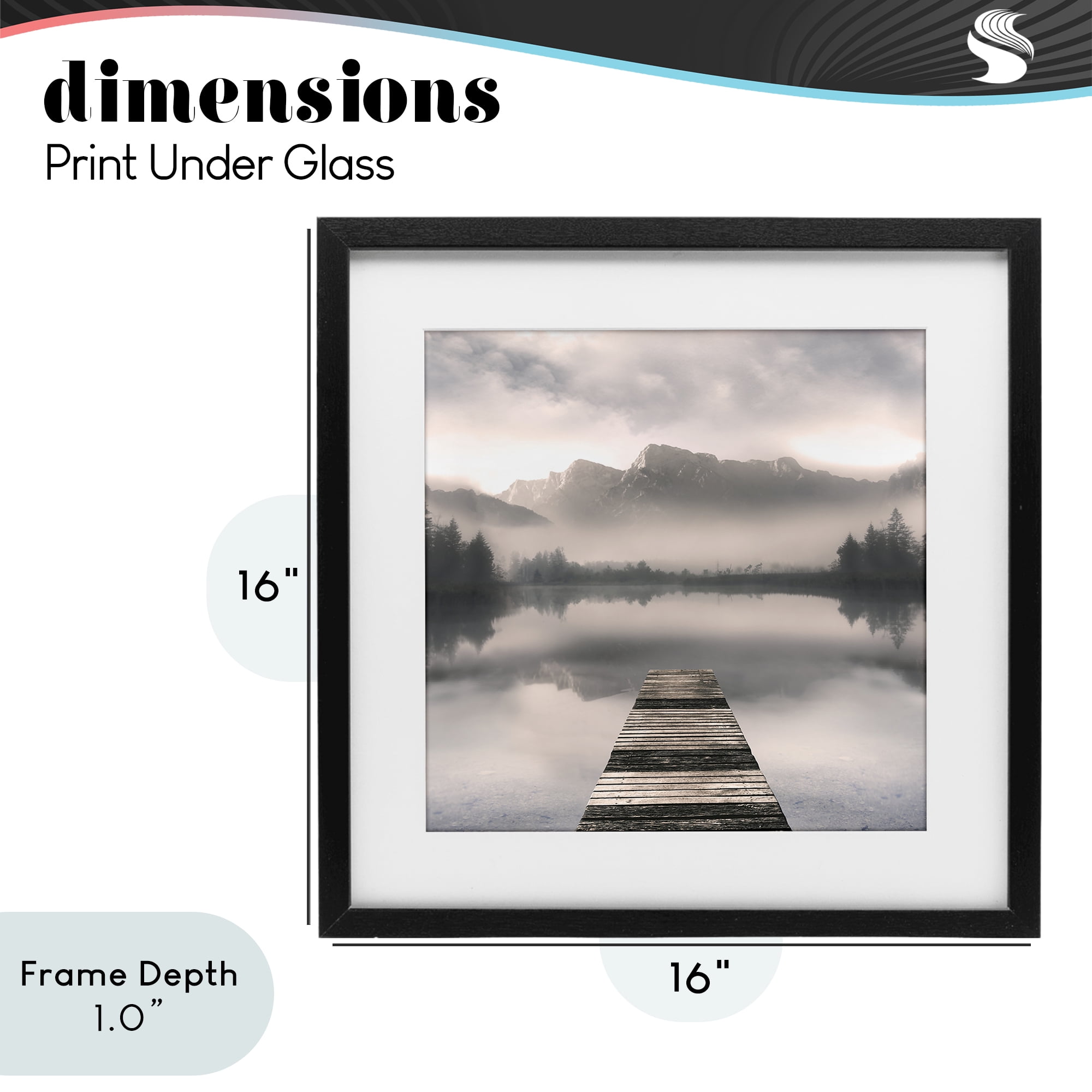 Stupell Industries Calm Reflective Waters & Mountains Black Framed Print Under Glass, design by Irene Weisz