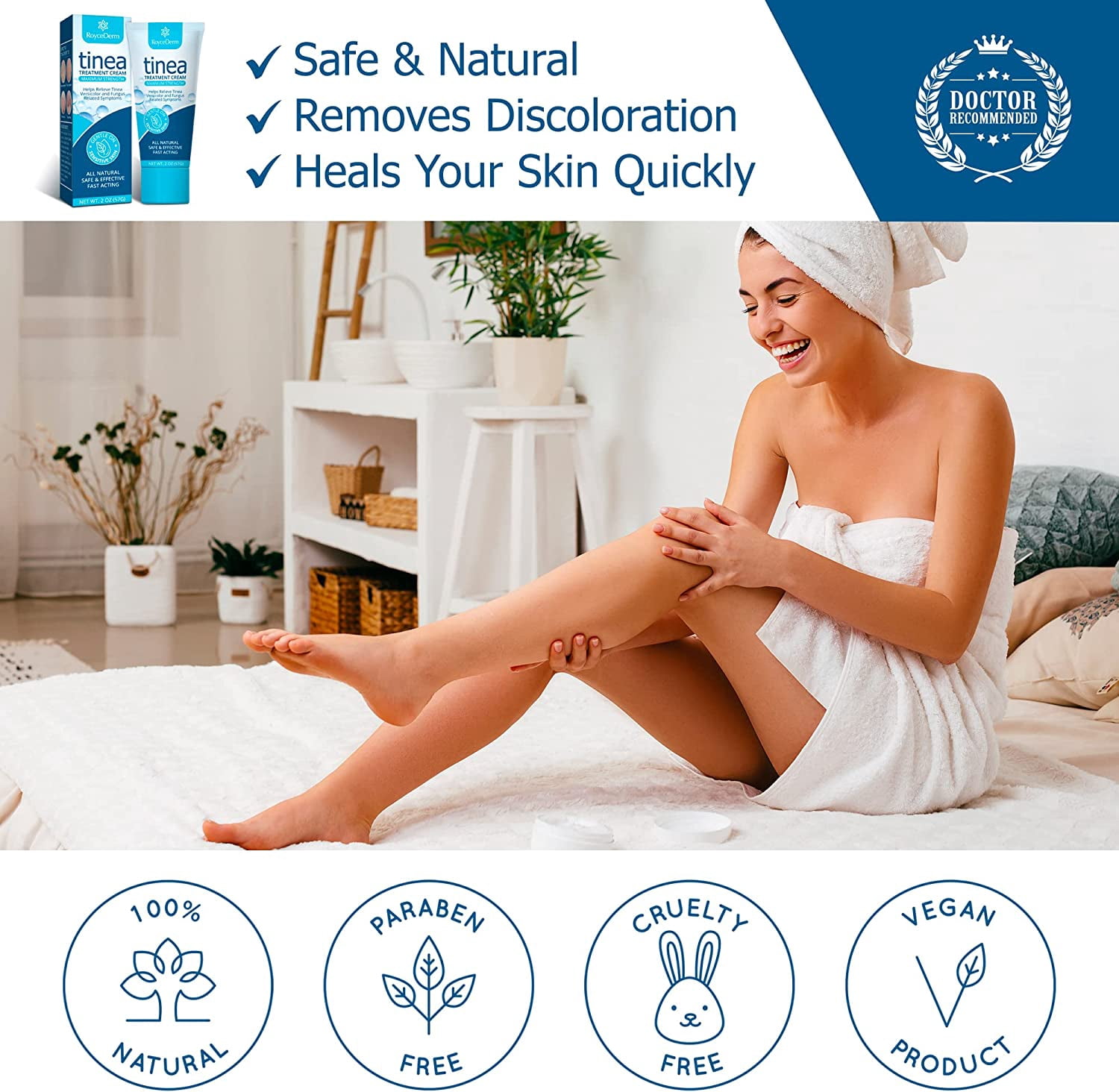 Roycederm Tinea Versicolor Treatment, Athletes Foot Treatment, Ringworm Treatment for Humans, for Tinea Versicolor & Pedis,Fast Healing Anti Fungal Skin Cream