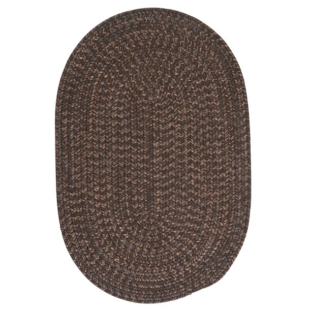 2' x 5' Brown Handmade Braided Oval Area Throw Rug Runner