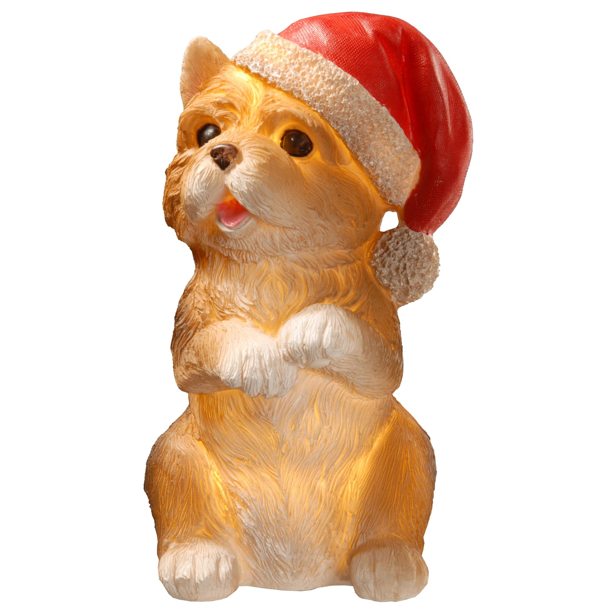 9" Orange and Red LED Lighted Christmas Cuddly Canine Puppy Figurine