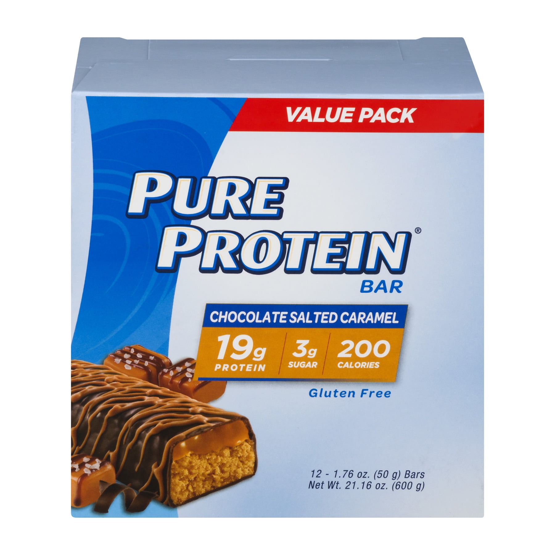 Pure Protein Bar, Chocolate Salted Caramel, 19g Protein, 12 Ct