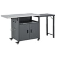 thumbnail image 5 of Foldable Outdoor Prep Station BBQ Cart Patio Dining Cart Foldable Outdoor Kitchen Island Grill Cart with Trash Rack, Foldable Top and Storage Space for Backyard, Patio, Gray, 5 of 5