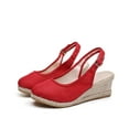 thumbnail image 6 of HAOTAGS Womens Summer Wedge Sandals Closed Toe Slide Sandals High Heel Casual Walking Shoes Red Size 7, 6 of 9