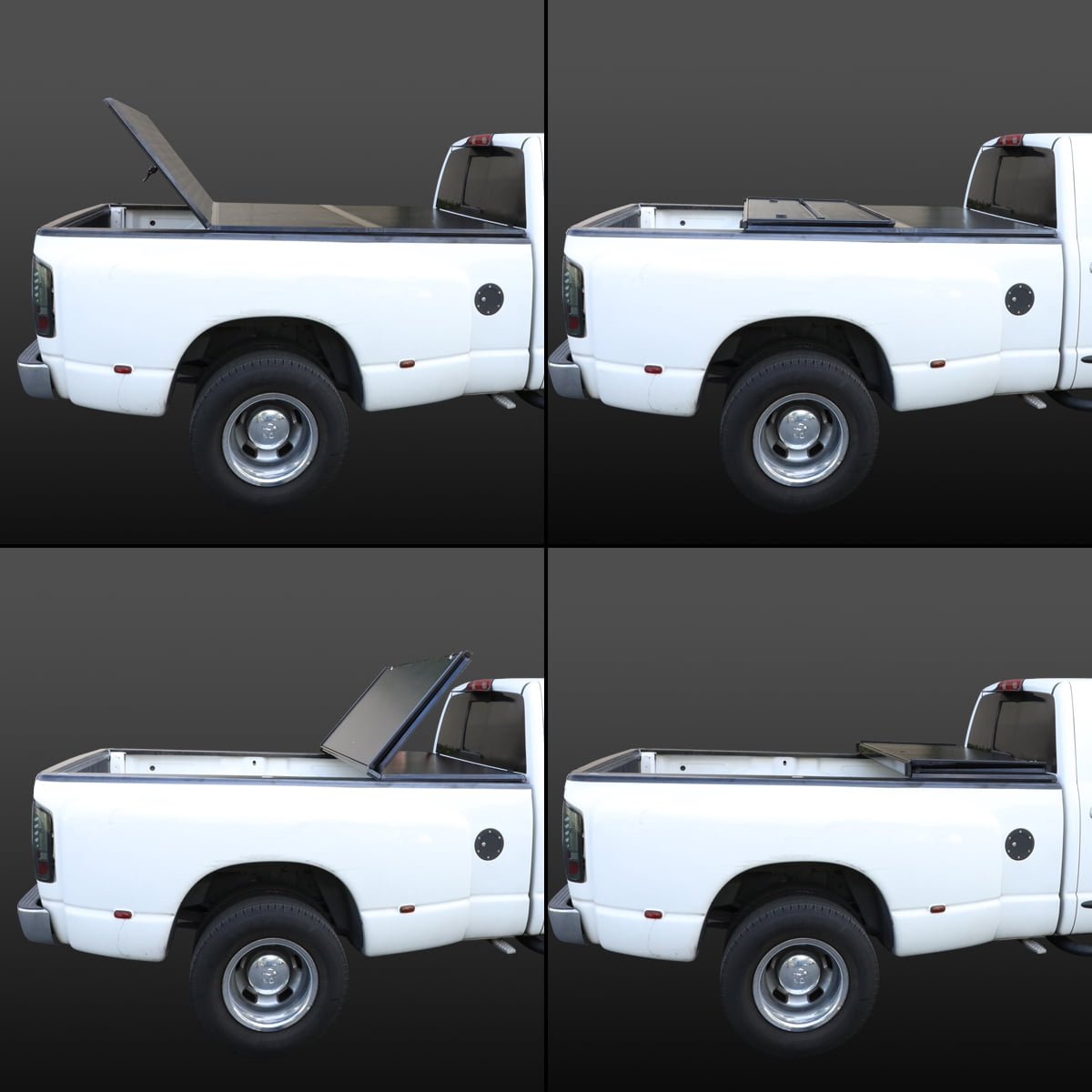 DNA Motoring TTC-HARD-019 For 2009 to 2018 Ram Truck 6.5Ft Short Bed Hard Solid Tri -Fold Clamp -On Tonneau Cover 10 11 12 13 14 15 16 17
